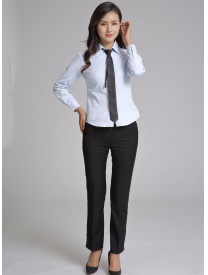 女式長袖V領(lǐng)襯衣 淺藍色