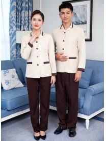 保潔服領(lǐng)口黑杠 米色