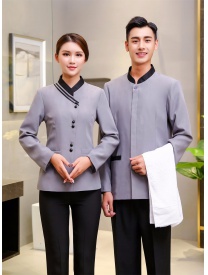 保潔服女式斜杠男式一?？?灰色