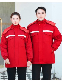 30、D013 大紅 滌棉紗卡 可拆卸反光棉衣